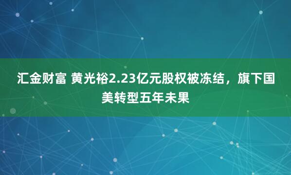 汇金财富 黄光裕2.23亿元股权被冻结，旗下国美转型五年未果